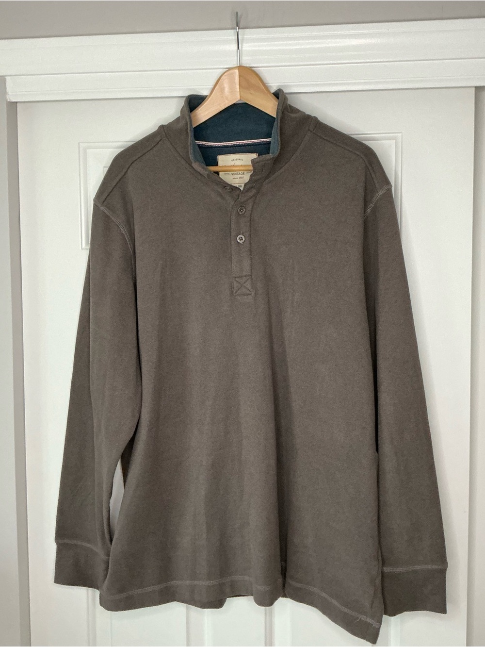 Weatherproof Vintage Men's Brown Long-Sleeve Henley Pullover XL